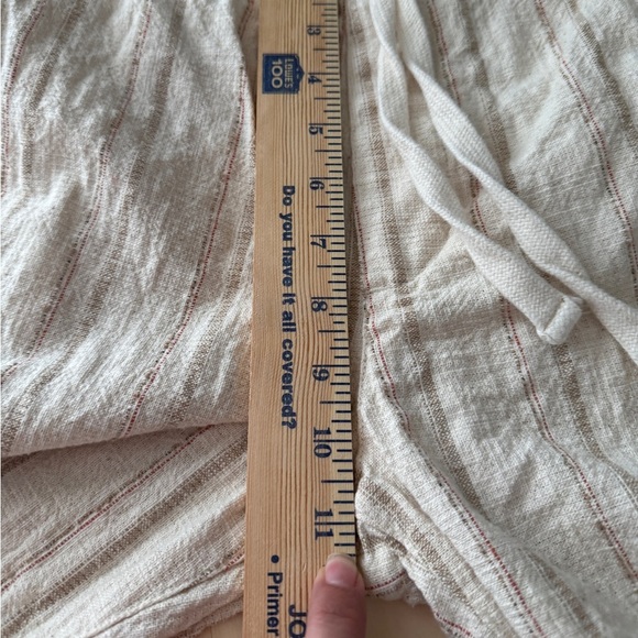 Zara Cotton / Linen Blend Striped Pull On pants Beige / Cream  Neutral Colors - Picture 5 of 7